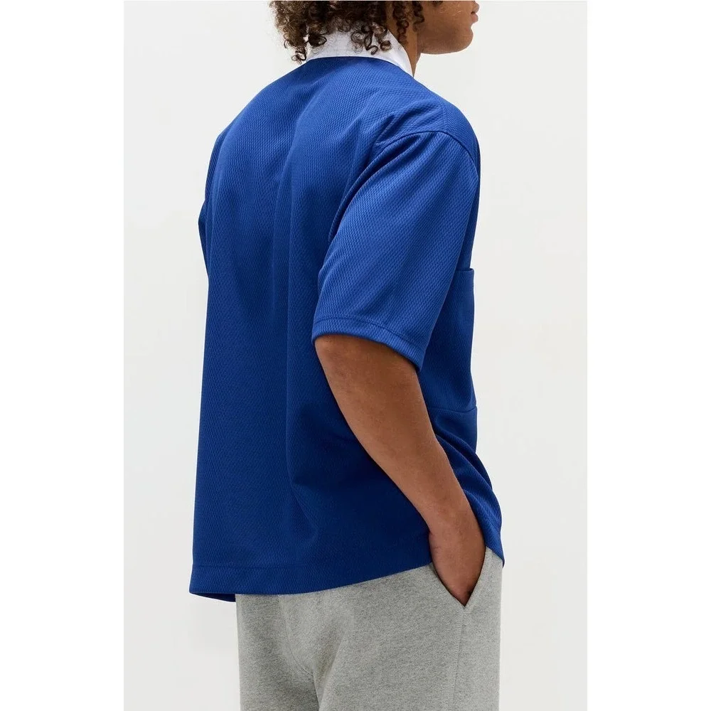 New Balance Made in USA Relaxed Mesh Zip Polo Shirt Inkwell Blue XXL $195 Jersey - Picture 8 of 10